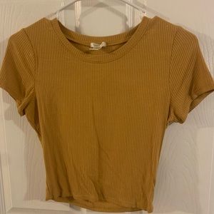 Mustard Yellow Short Sleeve Crop Top